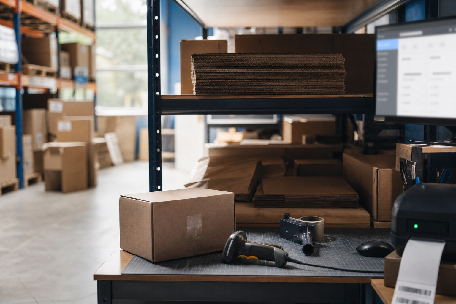 E-commerce-lagerflow med stregkodescanner